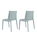 2-Piece Baby Blue Heavy-Duty Plastic Outdoor Patio Stacking Accent Chair Set