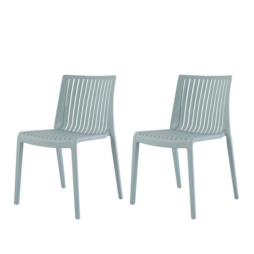 2-Piece Baby Blue Heavy-Duty Plastic Outdoor Patio Stacking Accent Chair Set