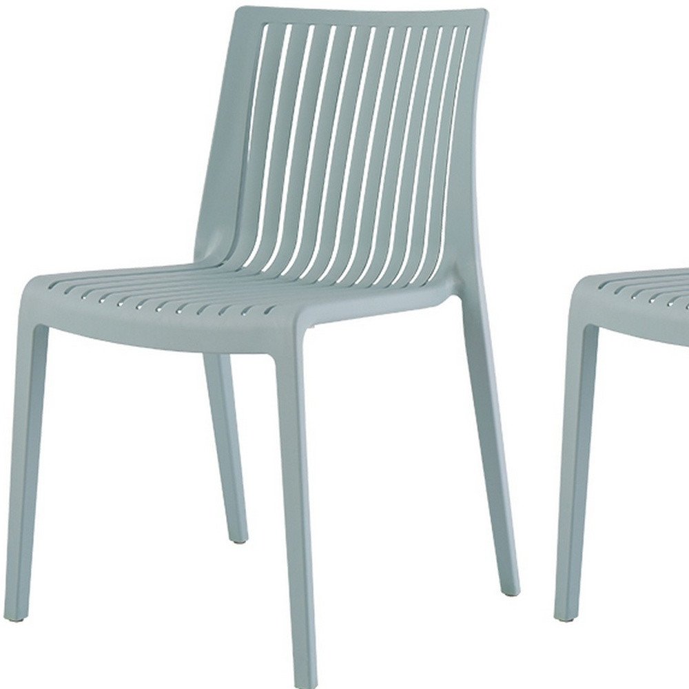2-Piece Baby Blue Heavy-Duty Plastic Outdoor Patio Stacking Accent Chair Set