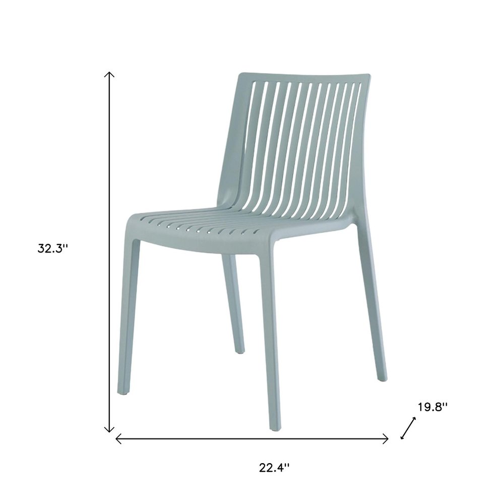2-Piece Baby Blue Heavy-Duty Plastic Outdoor Patio Stacking Accent Chair Set