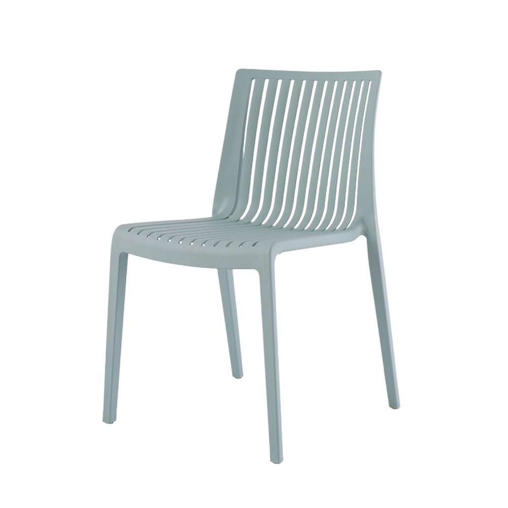2-Piece Baby Blue Heavy-Duty Plastic Outdoor Patio Stacking Accent Chair Set