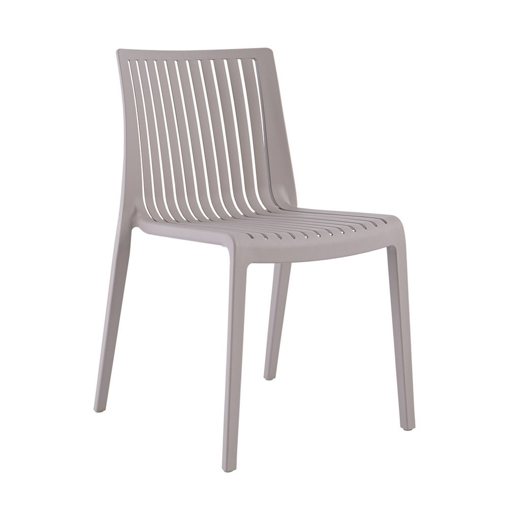 2-Piece Taupe Heavy-Duty Plastic Outdoor Patio Stacking Accent Chair Set