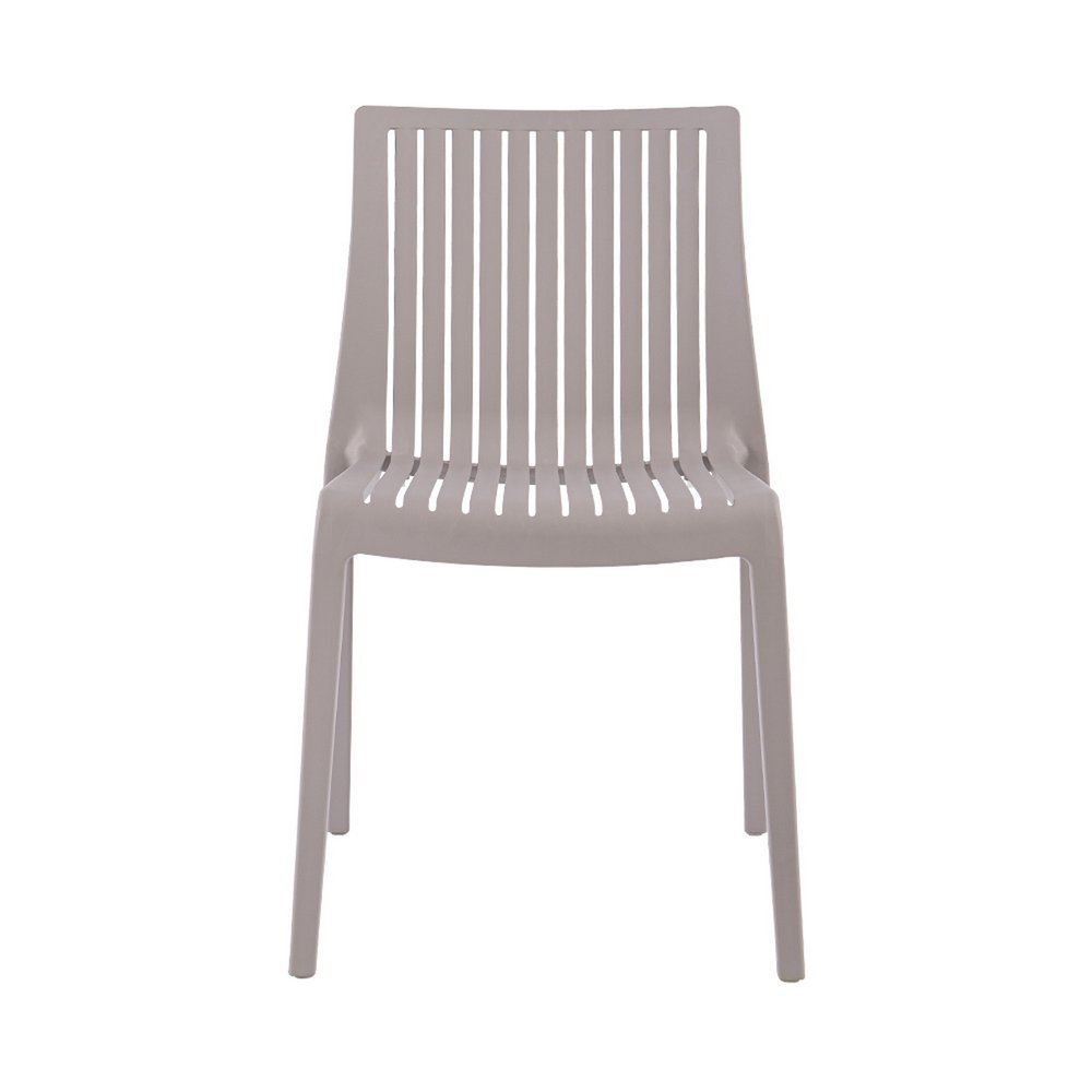 2-Piece Taupe Heavy-Duty Plastic Outdoor Patio Stacking Accent Chair Set
