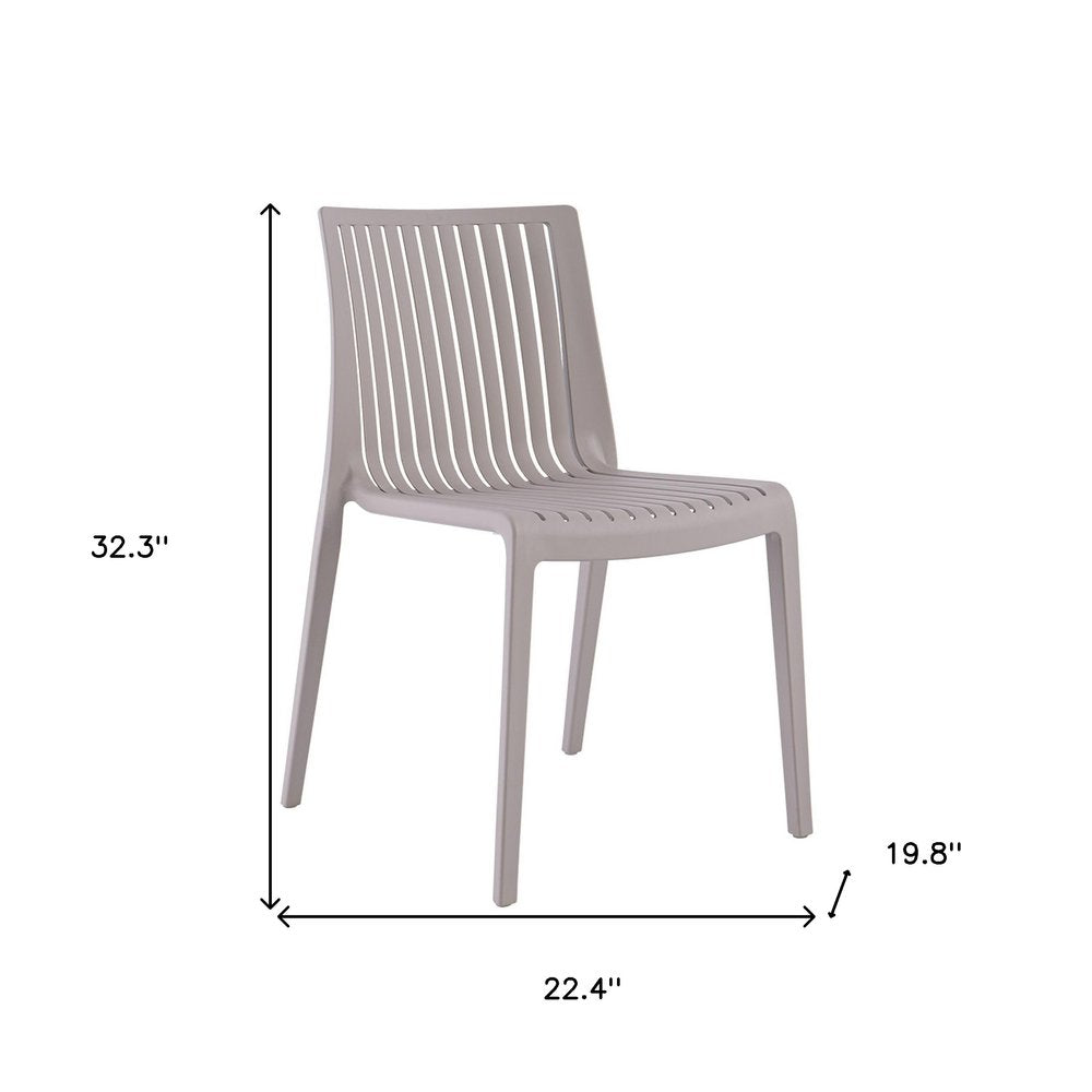2-Piece Taupe Heavy-Duty Plastic Outdoor Patio Stacking Accent Chair Set