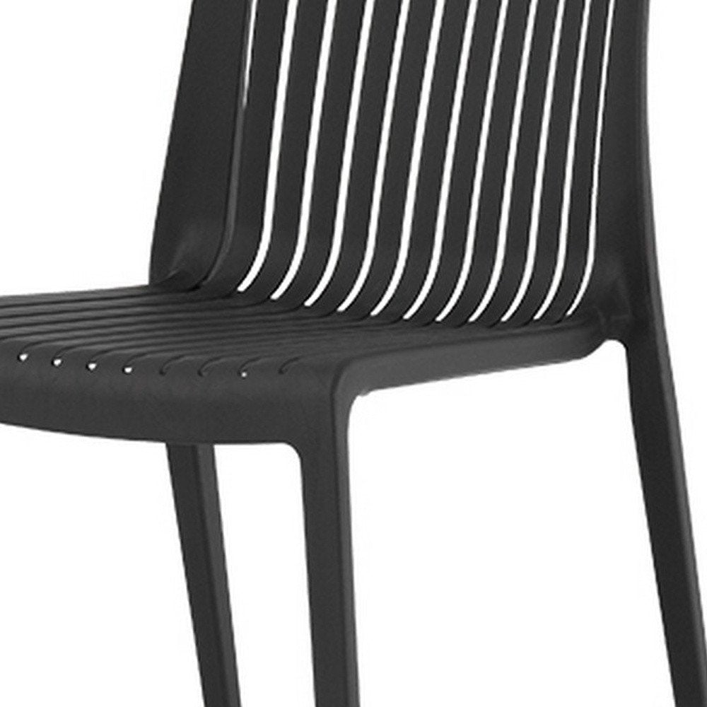 2-Piece Black Heavy-Duty Plastic Outdoor Patio Stacking Accent Chair Set