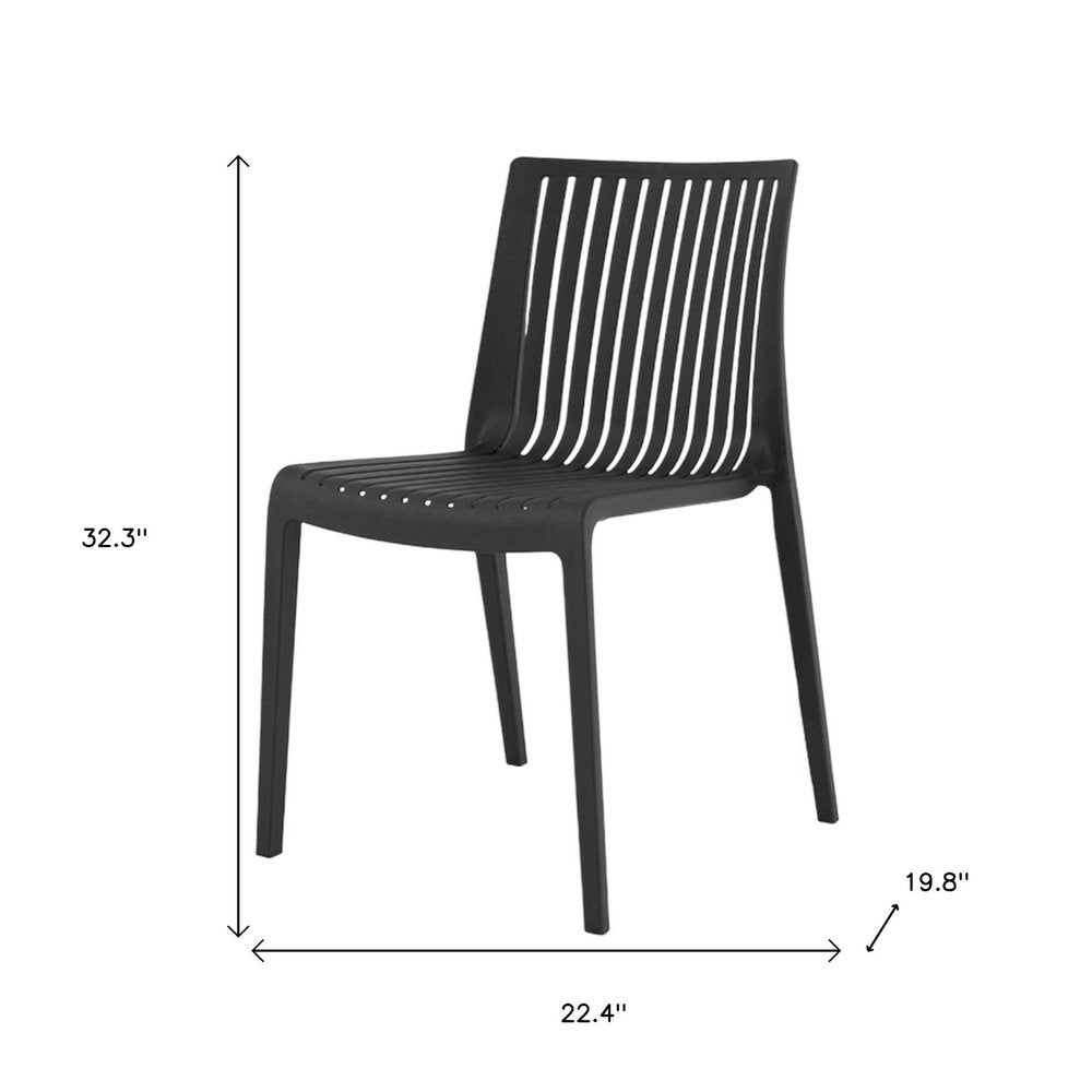 2-Piece Black Heavy-Duty Plastic Outdoor Patio Stacking Accent Chair Set