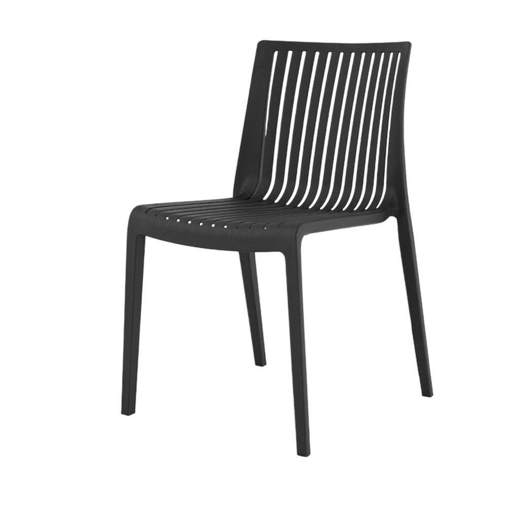 2-Piece Black Heavy-Duty Plastic Outdoor Patio Stacking Accent Chair Set
