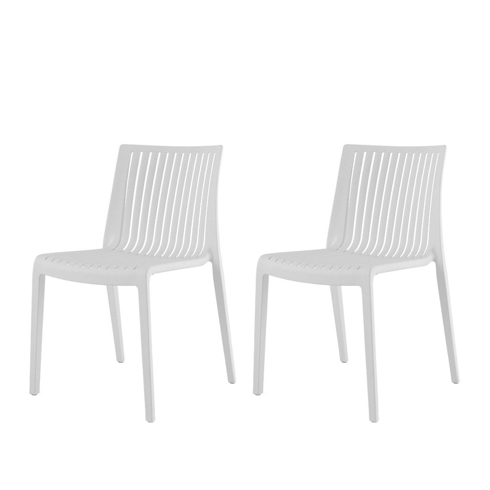 2-Piece White Heavy-Duty Plastic Outdoor Patio Stacking Accent Chair Set