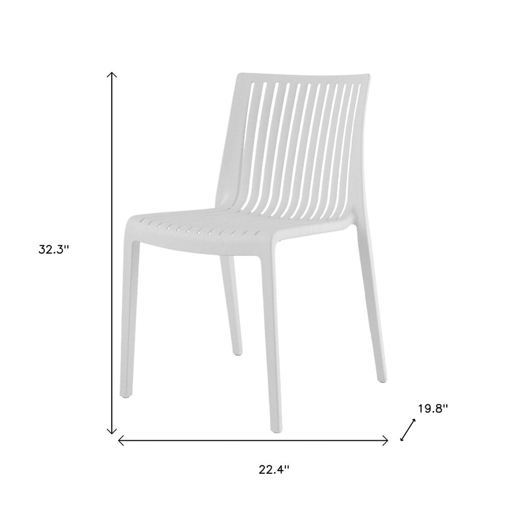 2-Piece White Heavy-Duty Plastic Outdoor Patio Stacking Accent Chair Set