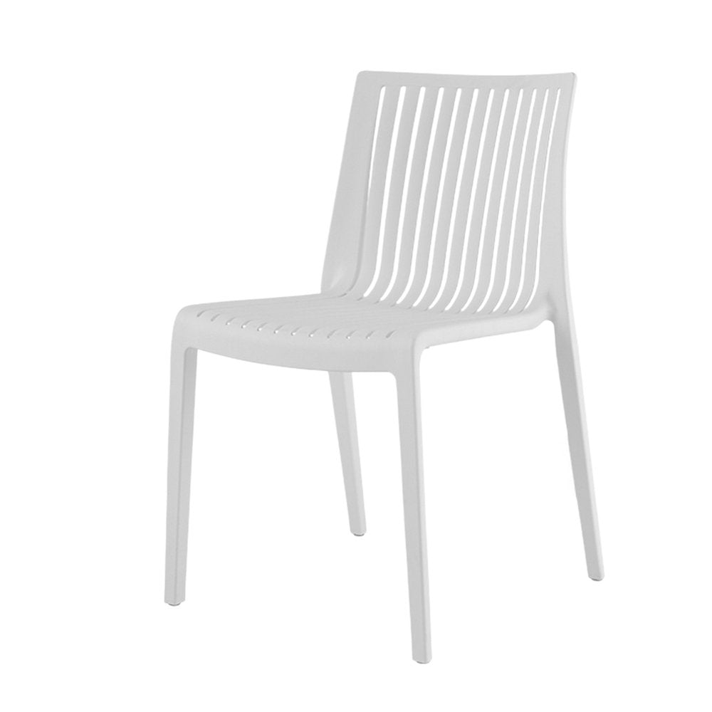 2-Piece White Heavy-Duty Plastic Outdoor Patio Stacking Accent Chair Set