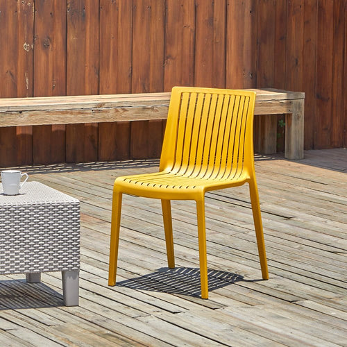 2-Piece Gold Heavy-Duty Plastic Outdoor Patio Stacking Accent Chair Set