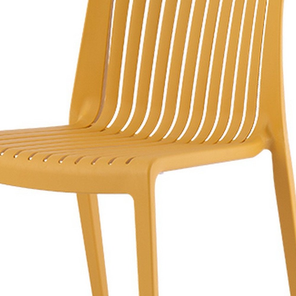 2-Piece Gold Heavy-Duty Plastic Outdoor Patio Stacking Accent Chair Set