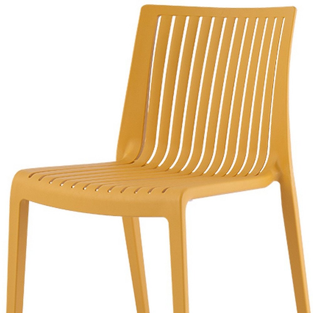 2-Piece Gold Heavy-Duty Plastic Outdoor Patio Stacking Accent Chair Set