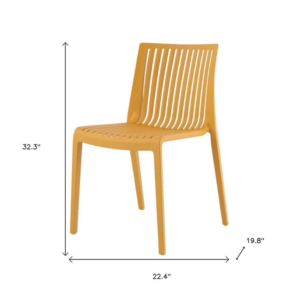 2-Piece Gold Heavy-Duty Plastic Outdoor Patio Stacking Accent Chair Set