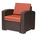 33" Red Heavy-Duty Plastic Outdoor Patio Accent Chair with Red Cushion