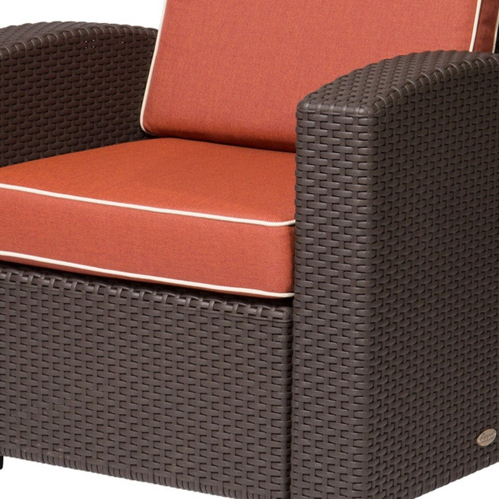 33" Red Heavy-Duty Plastic Outdoor Patio Accent Chair with Red Cushion