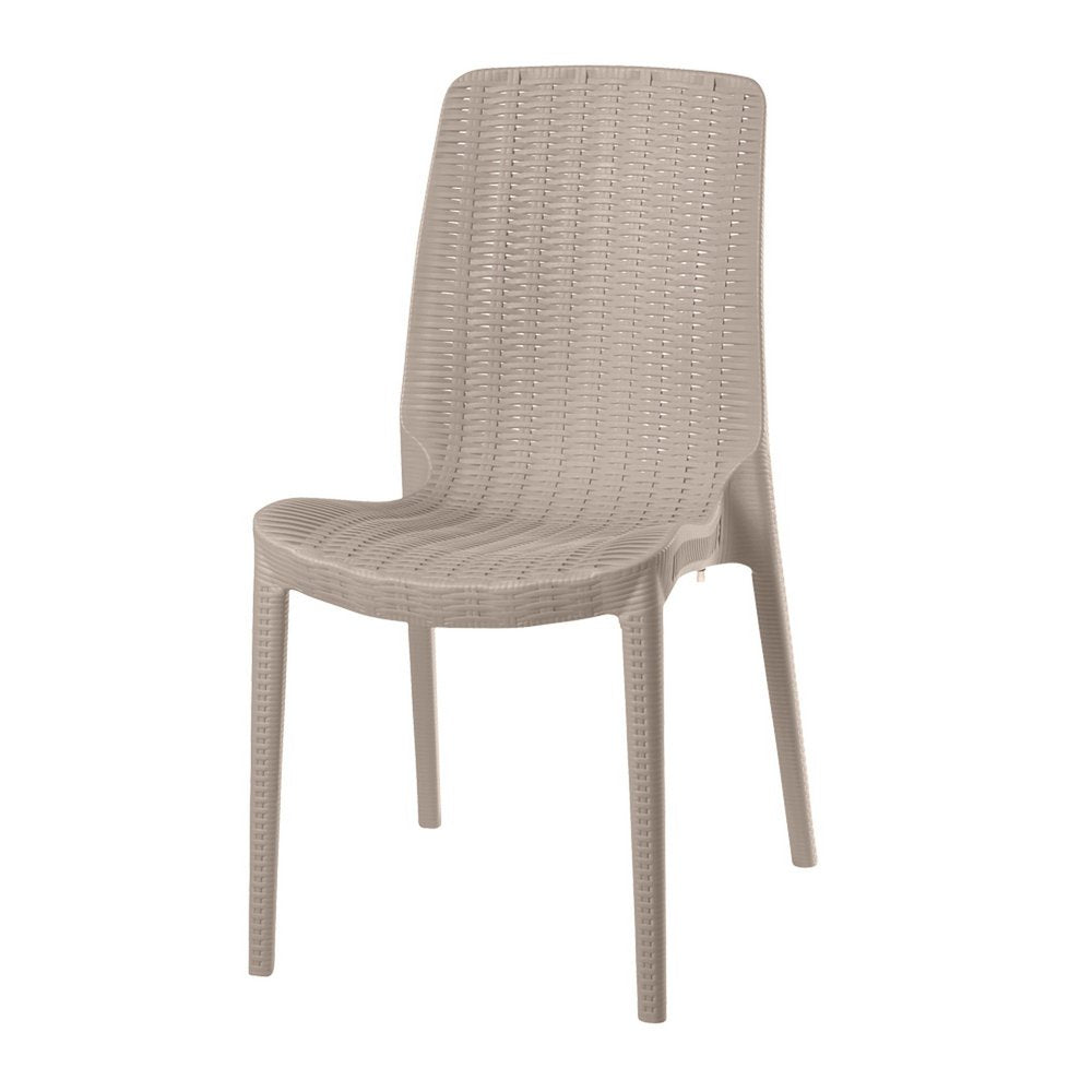 4-Piece Taupe Heavy-Duty Plastic Outdoor Patio Stacking Dining Chair Set