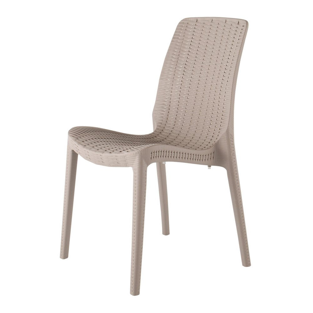 4-Piece Taupe Heavy-Duty Plastic Outdoor Patio Stacking Dining Chair Set