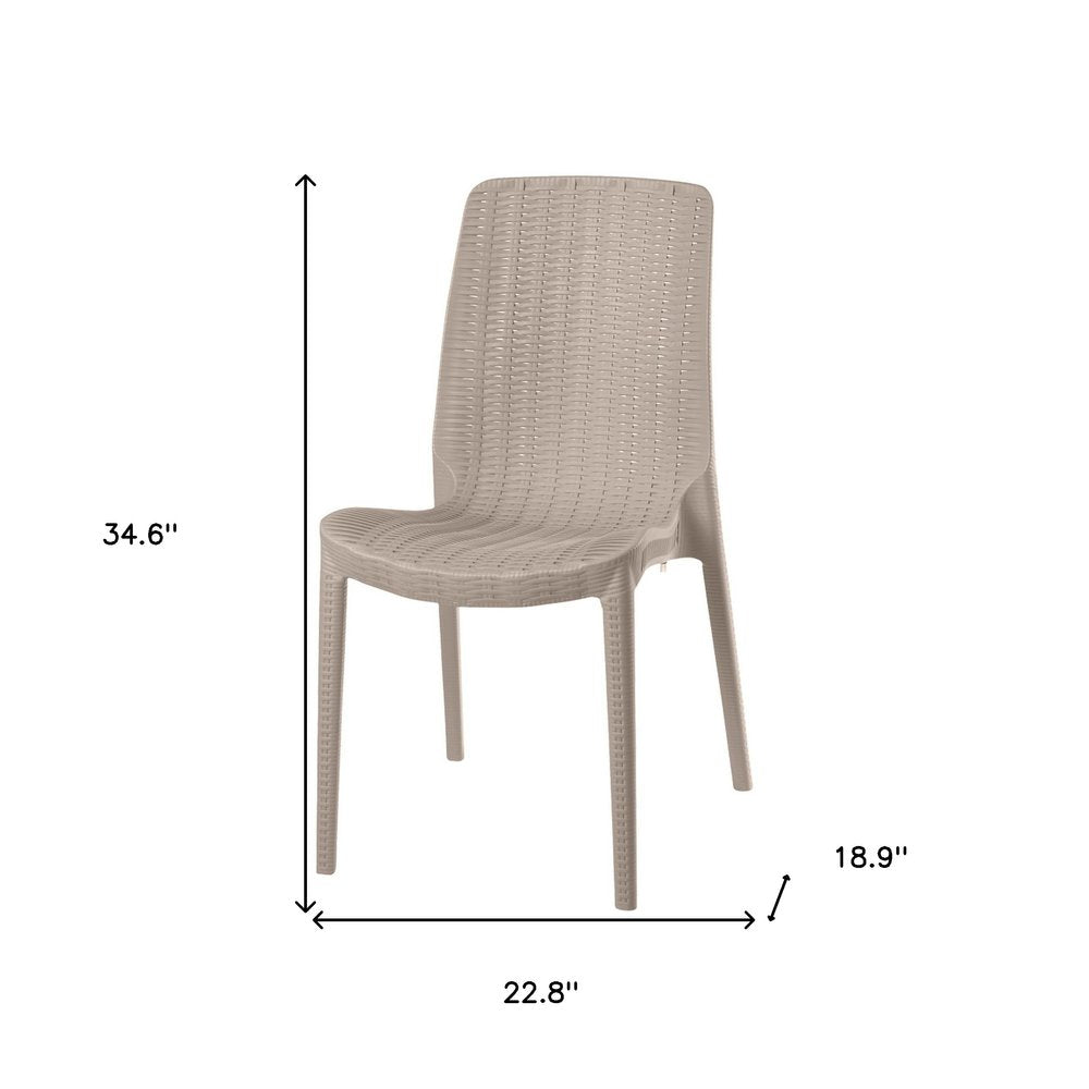 4-Piece Taupe Heavy-Duty Plastic Outdoor Patio Stacking Dining Chair Set