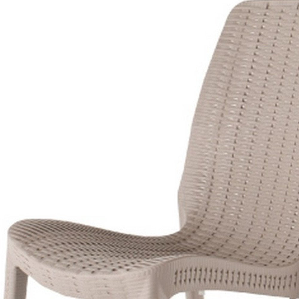 4-Piece Taupe Heavy-Duty Plastic Outdoor Patio Stacking Dining Chair Set