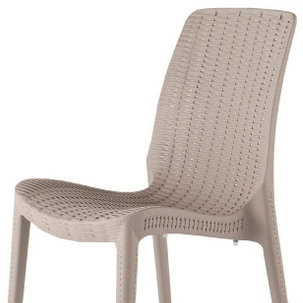 4-Piece Taupe Heavy-Duty Plastic Outdoor Patio Stacking Dining Chair Set