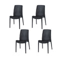 4-Piece Black Heavy-Duty Plastic Outdoor Patio Stacking Dining Chair Set