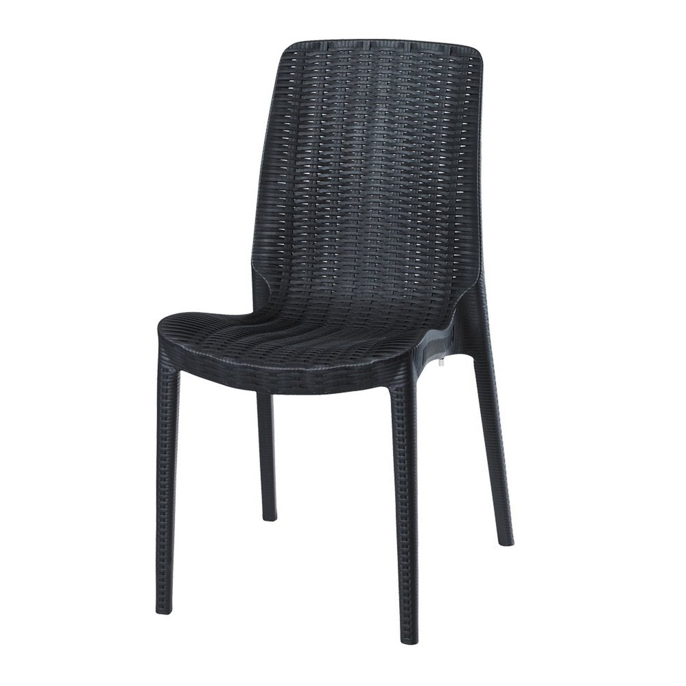 4-Piece Black Heavy-Duty Plastic Outdoor Patio Stacking Dining Chair Set