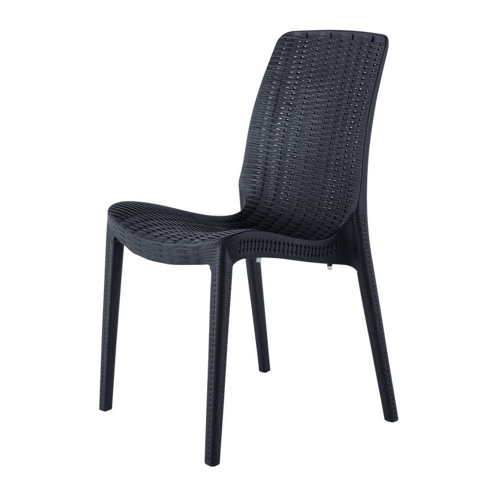 4-Piece Black Heavy-Duty Plastic Outdoor Patio Stacking Dining Chair Set