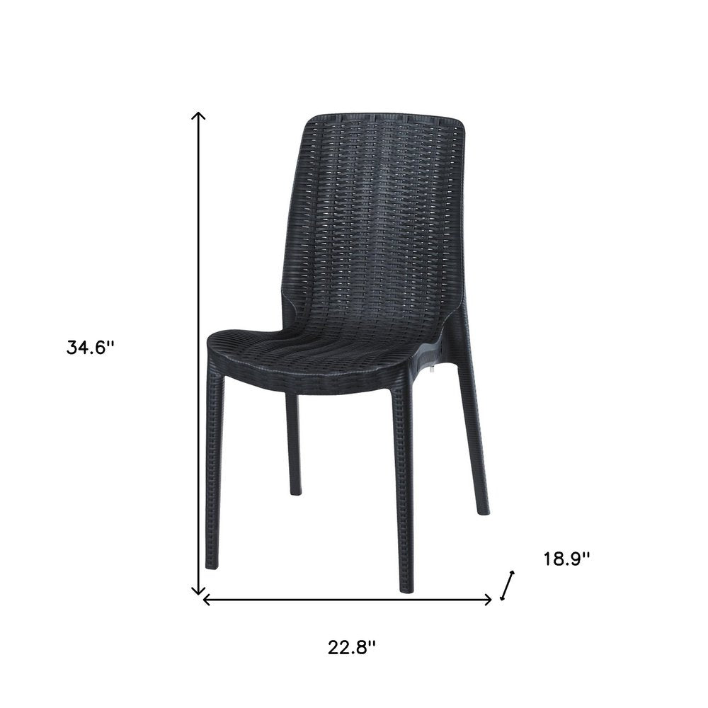 4-Piece Black Heavy-Duty Plastic Outdoor Patio Stacking Dining Chair Set