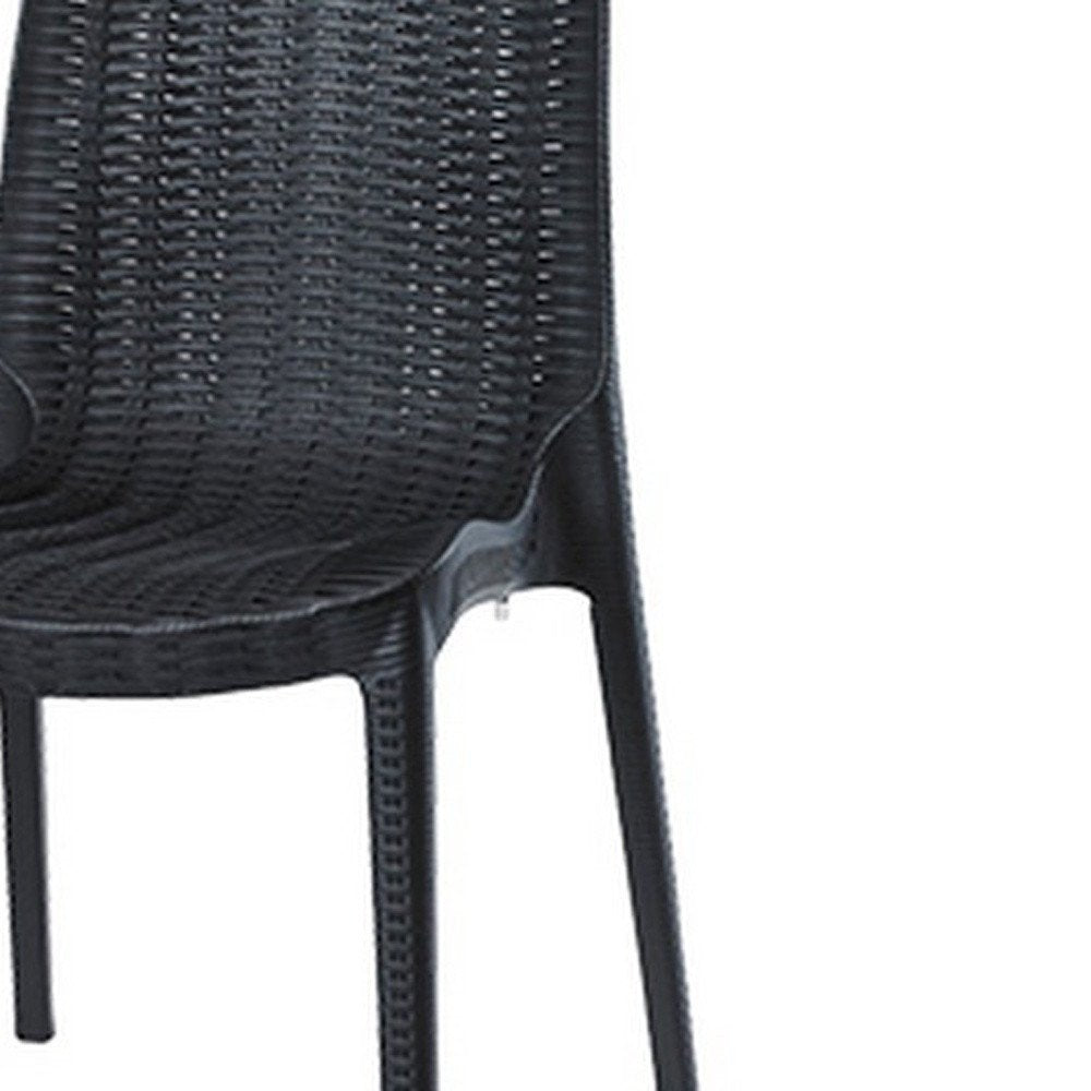 4-Piece Black Heavy-Duty Plastic Outdoor Patio Stacking Dining Chair Set