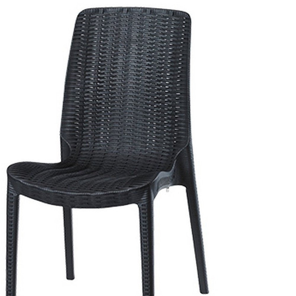 4-Piece Black Heavy-Duty Plastic Outdoor Patio Stacking Dining Chair Set