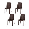 4-Piece Brown Heavy-Duty Plastic Outdoor Patio Stacking Dining Chair Set