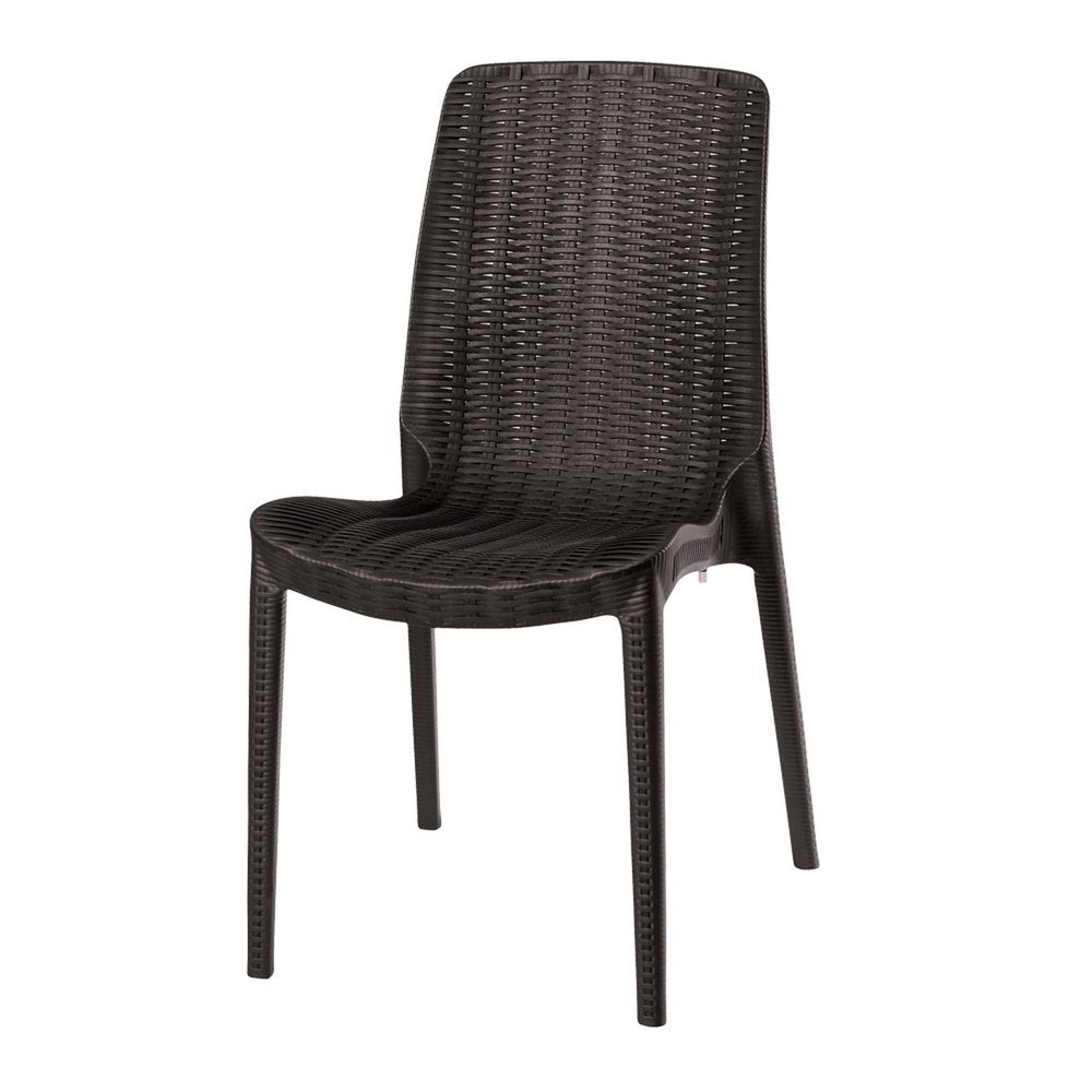 4-Piece Brown Heavy-Duty Plastic Outdoor Patio Stacking Dining Chair Set