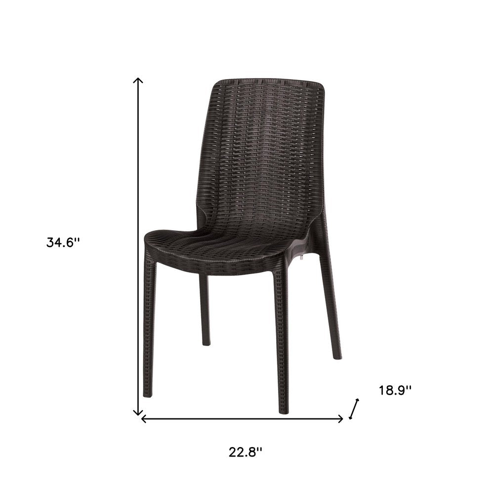 4-Piece Brown Heavy-Duty Plastic Outdoor Patio Stacking Dining Chair Set