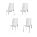 4-Piece White Heavy-Duty Plastic Outdoor Patio Stacking Dining Chair Set