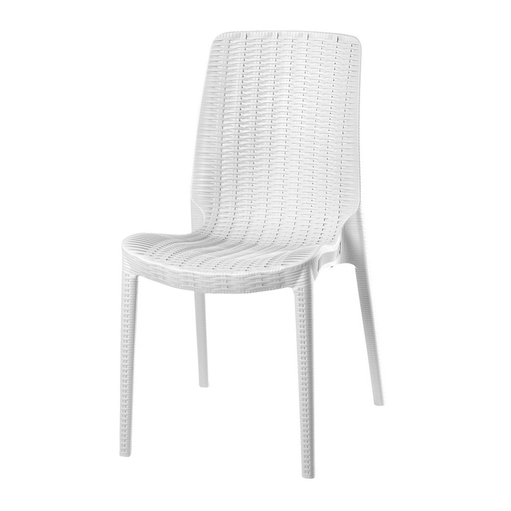 4-Piece White Heavy-Duty Plastic Outdoor Patio Stacking Dining Chair Set