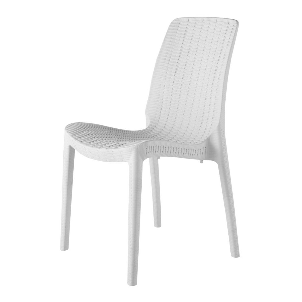 4-Piece White Heavy-Duty Plastic Outdoor Patio Stacking Dining Chair Set