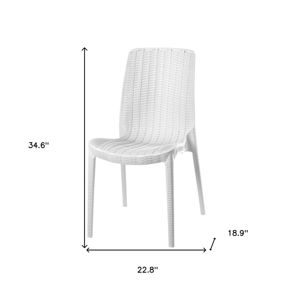 4-Piece White Heavy-Duty Plastic Outdoor Patio Stacking Dining Chair Set