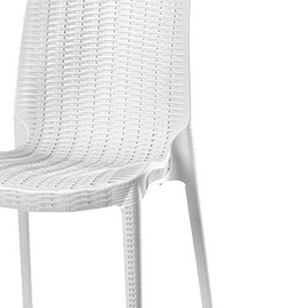 4-Piece White Heavy-Duty Plastic Outdoor Patio Stacking Dining Chair Set