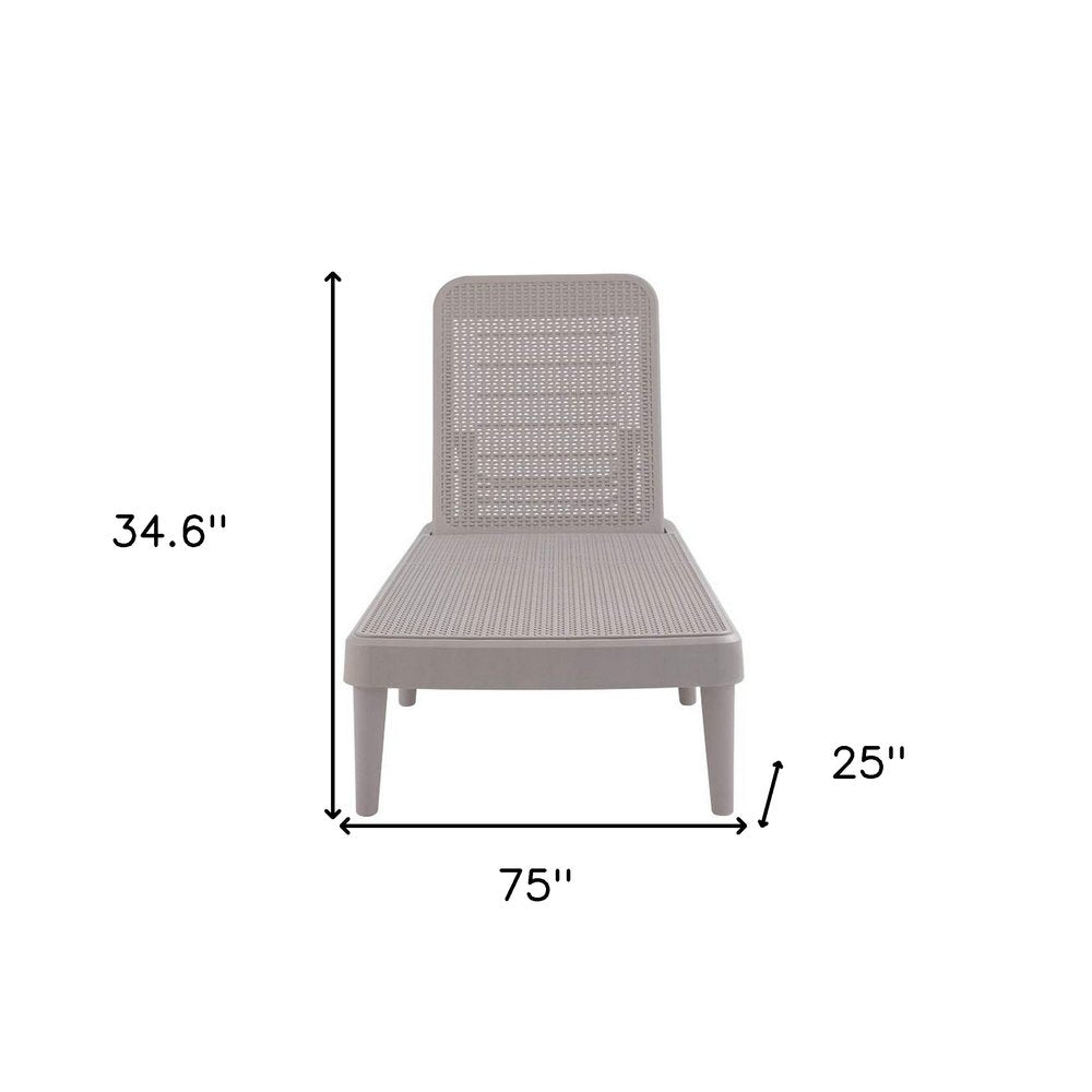 75" Taupe Heavy-Duty Plastic Outdoor Patio Stacking Chaise Lounge - Outdoor Patio Chair