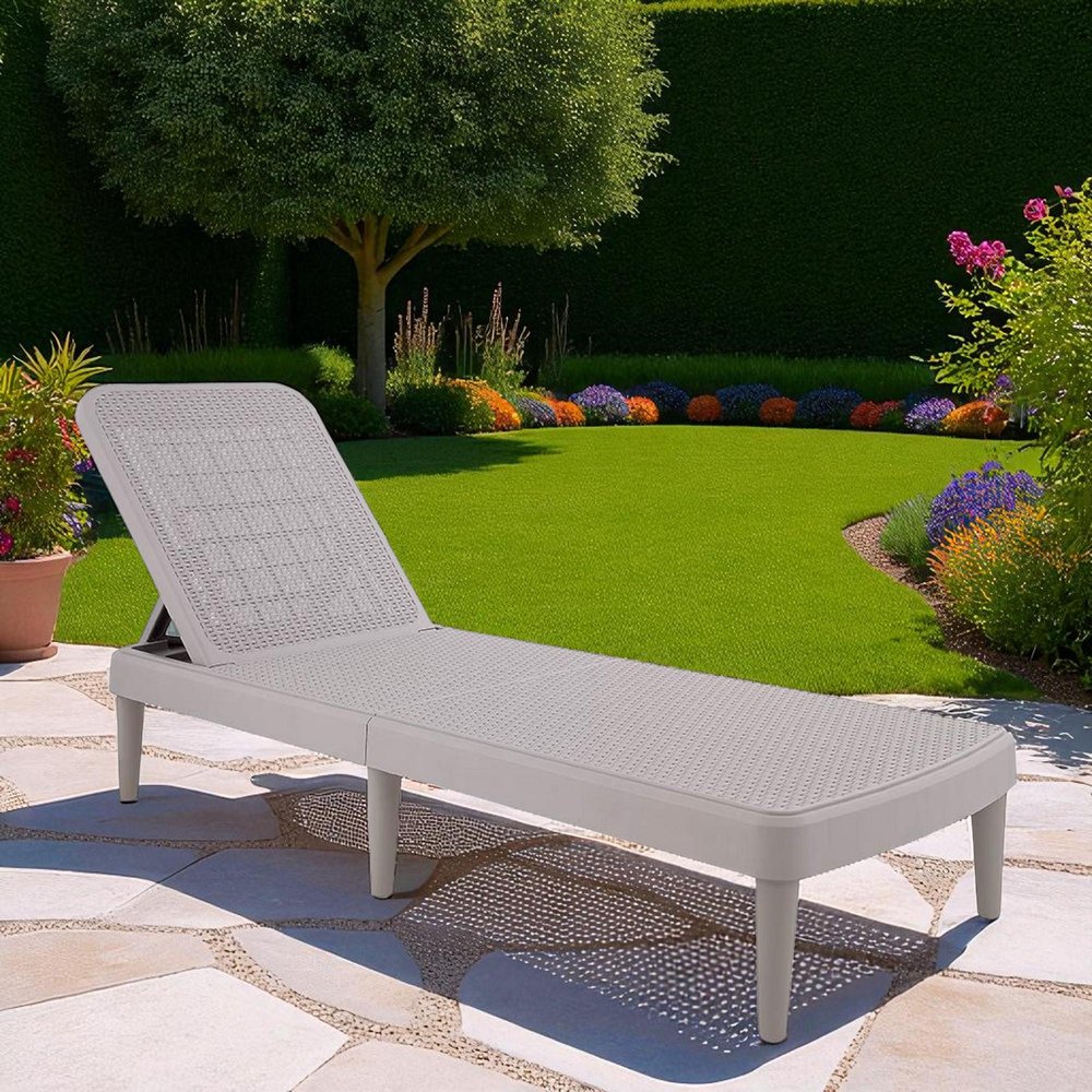 75" Taupe Heavy-Duty Plastic Outdoor Patio Stacking Chaise Lounge - Outdoor Patio Chair