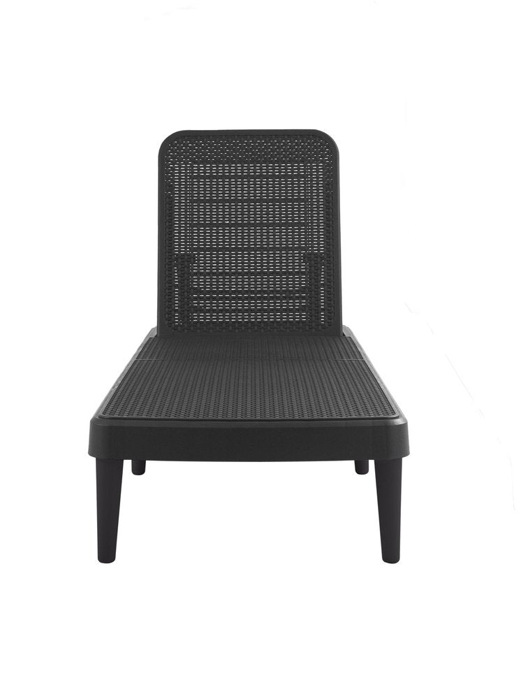 75" Black Heavy-Duty Plastic Outdoor Patio Stacking Chaise Lounge - Outdoor Patio Chair