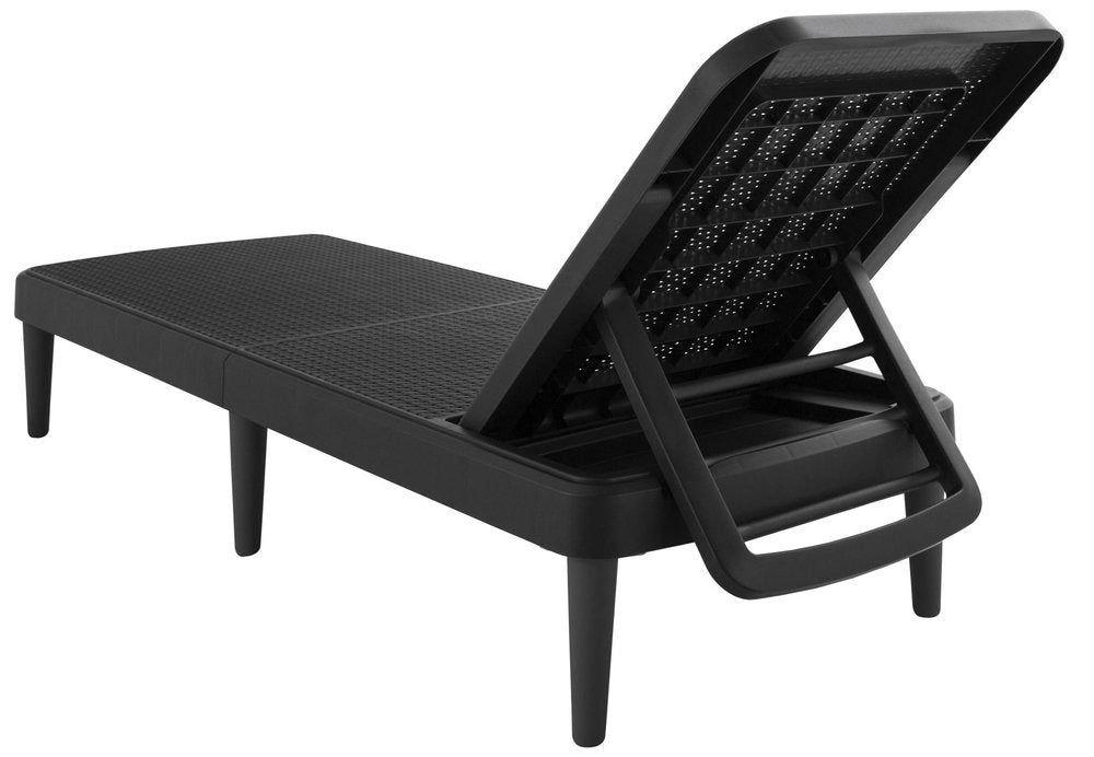 75" Black Heavy-Duty Plastic Outdoor Patio Stacking Chaise Lounge - Outdoor Patio Chair