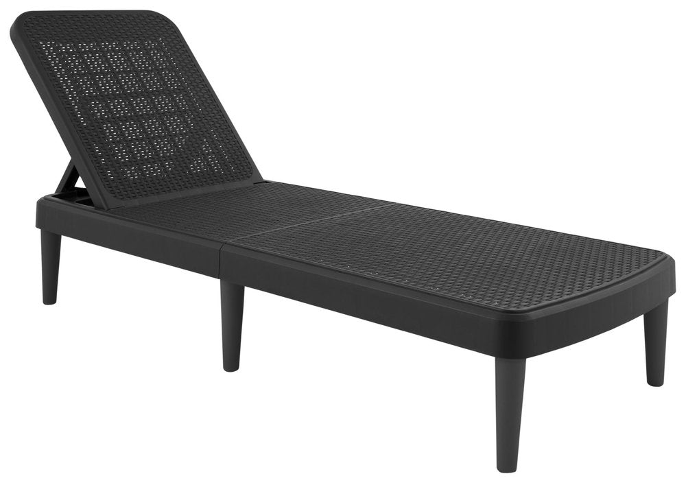 75" Black Heavy-Duty Plastic Outdoor Patio Stacking Chaise Lounge - Outdoor Patio Chair