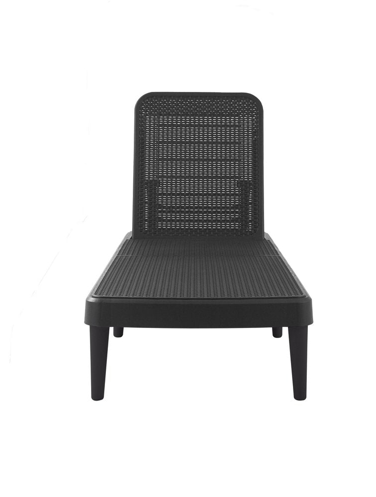 75" Black Heavy-Duty Plastic Outdoor Patio Stacking Chaise Lounge - Outdoor Patio Chair