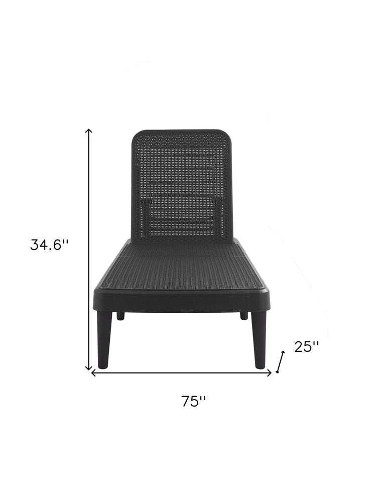 75" Black Heavy-Duty Plastic Outdoor Patio Stacking Chaise Lounge - Outdoor Patio Chair