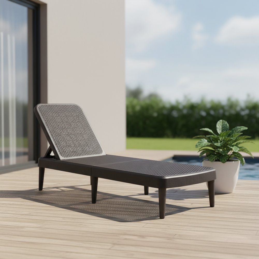 75" Brown Heavy-Duty Plastic Outdoor Patio Stacking Chaise Lounge - Outdoor Patio Chair