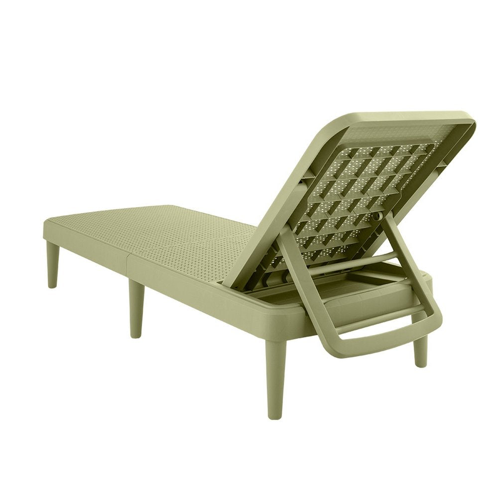 75" Sage Heavy-Duty Plastic Outdoor Patio Stacking Chaise Lounge - Outdoor Patio Chair