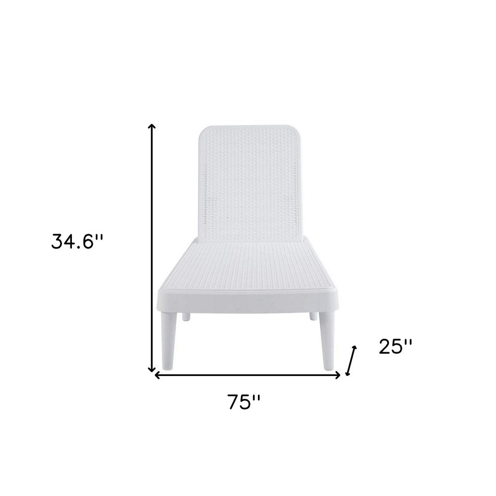 75" White Heavy-Duty Plastic Outdoor Patio Stacking Chaise Lounge - Outdoor Patio Chair