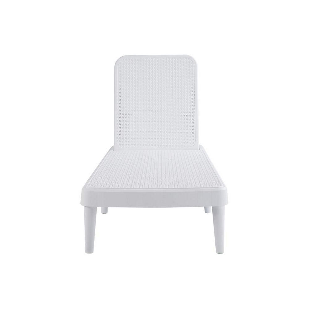 75" White Heavy-Duty Plastic Outdoor Patio Stacking Chaise Lounge - Outdoor Patio Chair